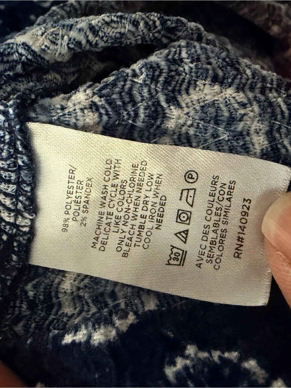LOFT Navy Blue Printed Peasant Top
